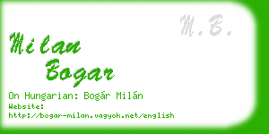 milan bogar business card